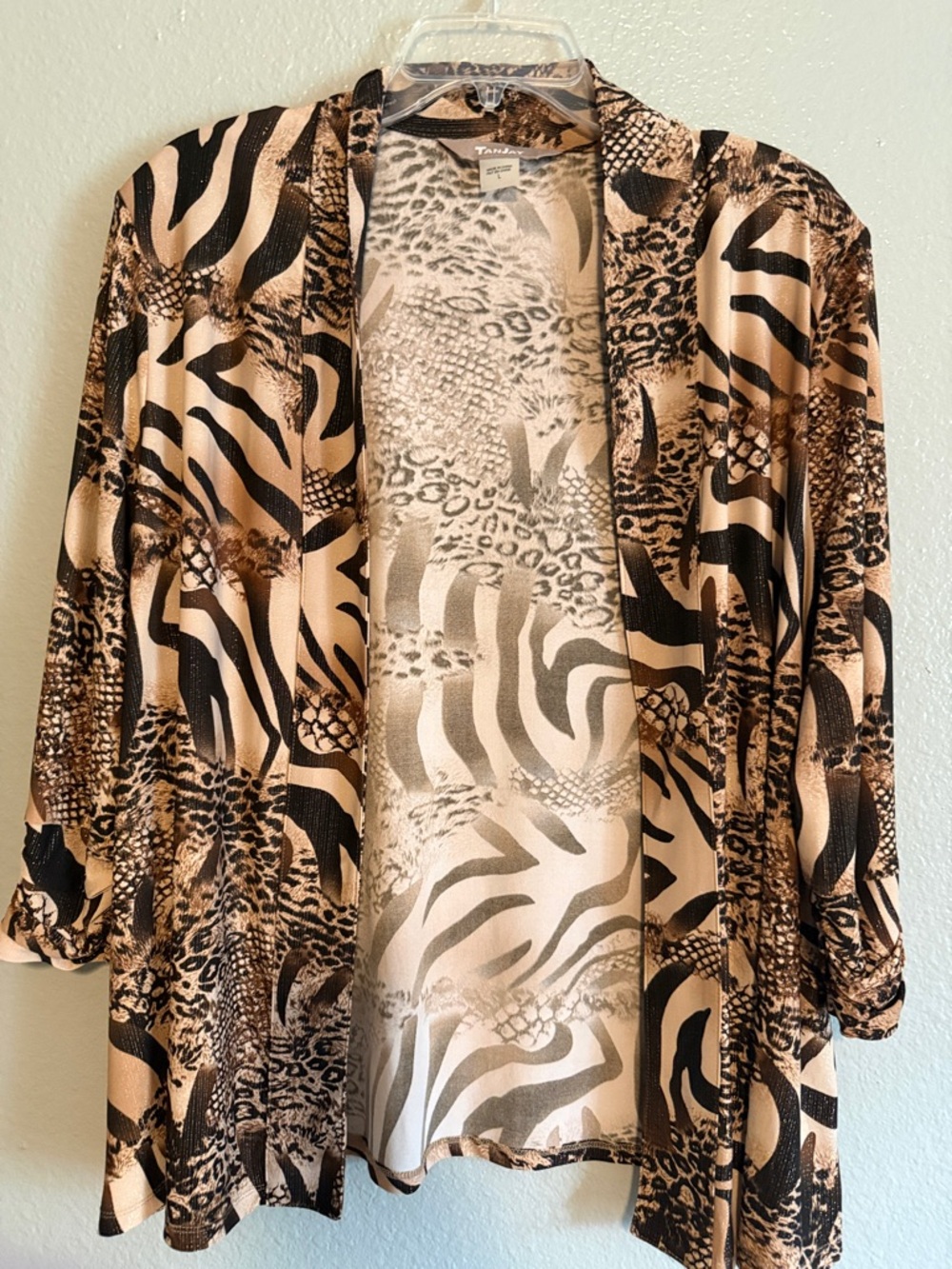 Tan Jay Lightweight Animal Print Cardigan size L